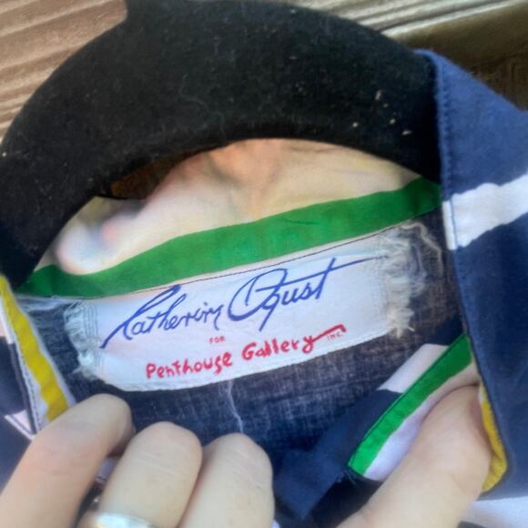 Catherine Ogust Penthouse Gallery TUNIC dress coverup L blue green yellow white - Picture 3 of 4